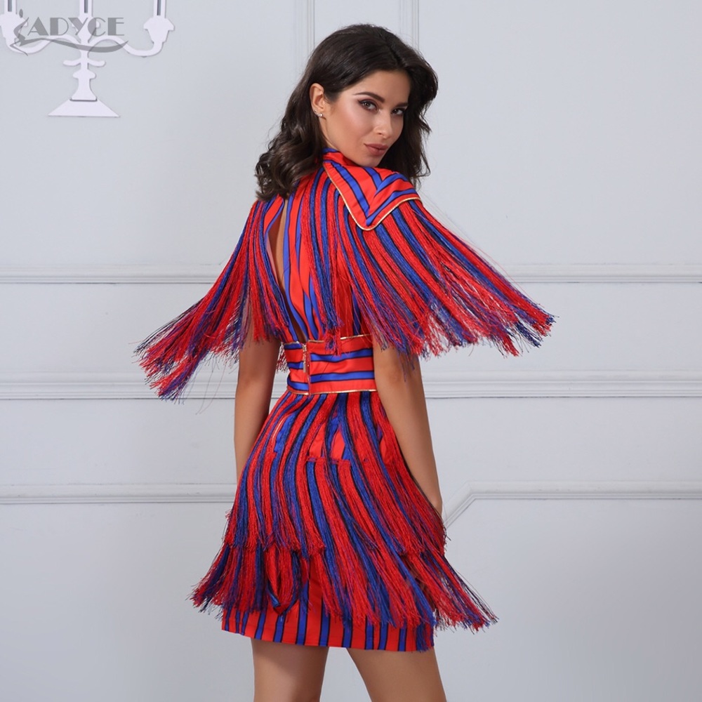 Striped fringe tassel dress.